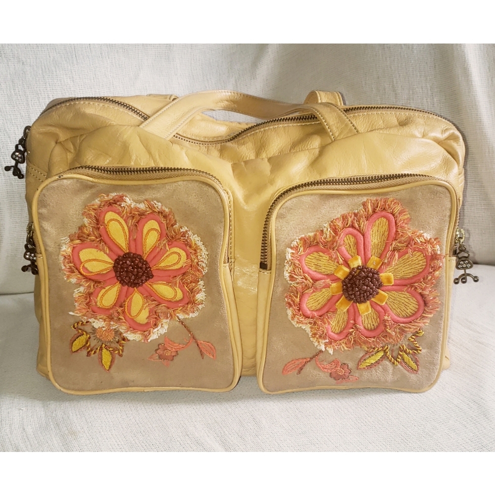 Ipa-Nima leather embroidered and beaded large bag